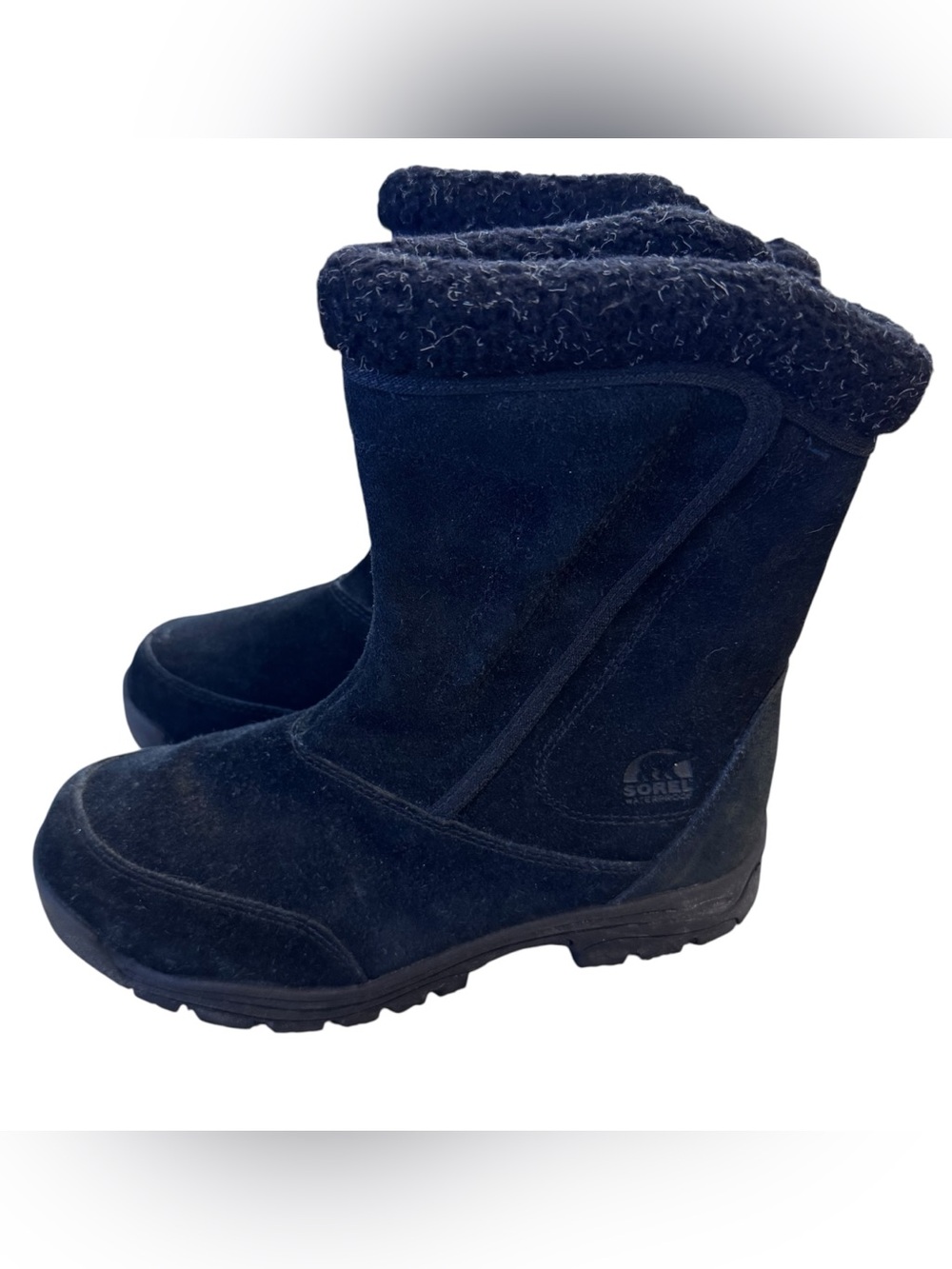 Sorel Waterfall Black Suede Thinsulate Insulated Winter Boots Size 9 Waterproof